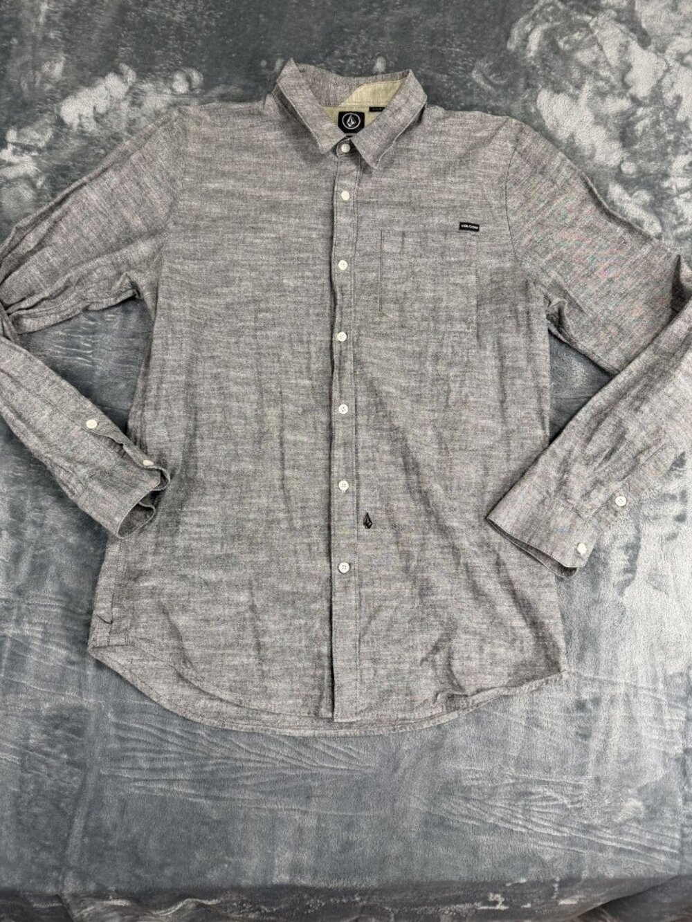 Volcom Mens Gray Long Sleeve Button-Up Shirt XL